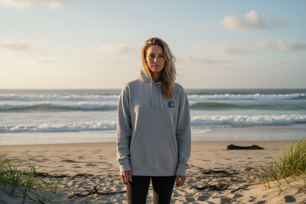 Saltwater Fade Hoodie beach scene